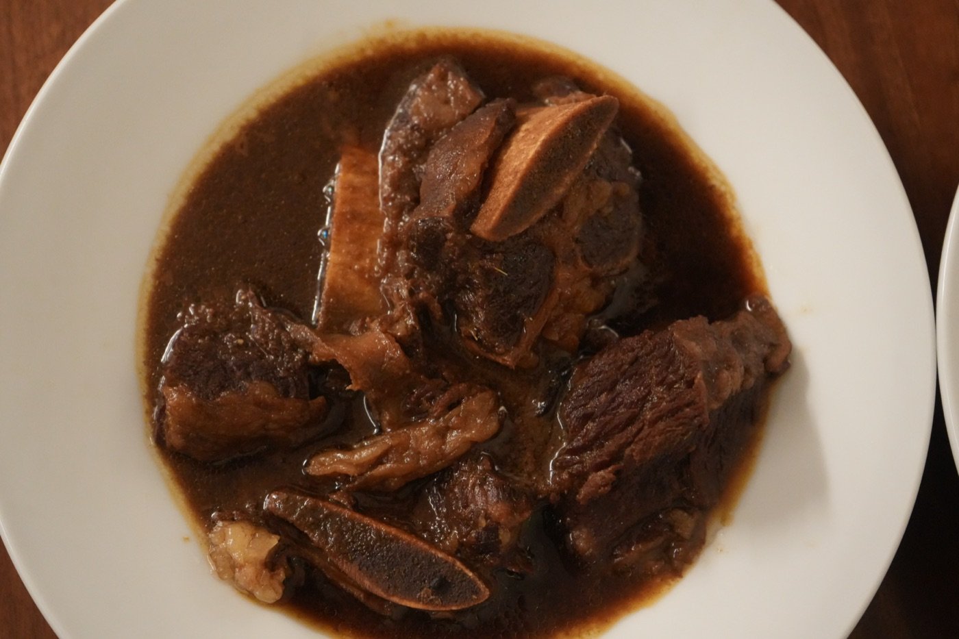 Beef Ribs Semur, short ribs simmered in a rich sweet soy glaze